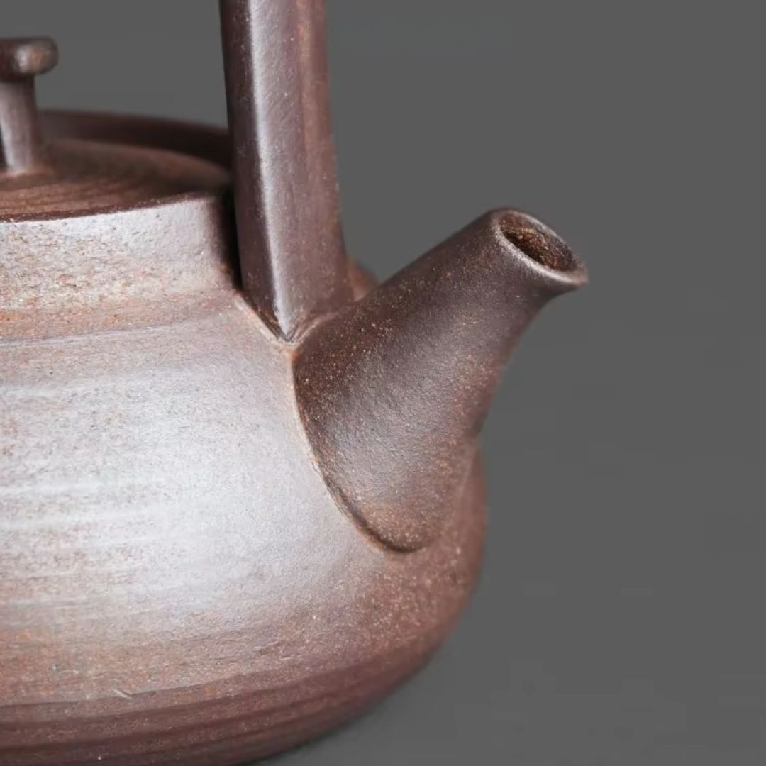 Portable Ceramic Teapot Set | 4.7 × 2.8 × 3.1 in | Travel Tea Maker | Handmade Ceramic Teapot with Candle Stove | Brick by Brick