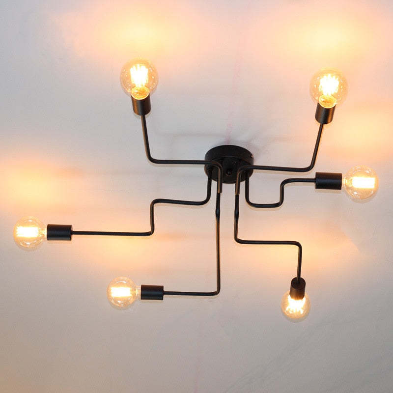 Vintage Industrial Metal Ceiling Lamp | 23.6 - 31.5 in | 4-6-8 Bulb Options | Minimalist Design | Brick by Brick