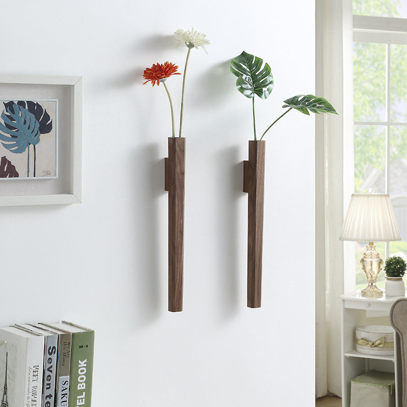 Modern Wall Vase | 6 x 4 in | Solid Walnut Wood Design | Minimalist Wall Décor Accent | Brick by Brick