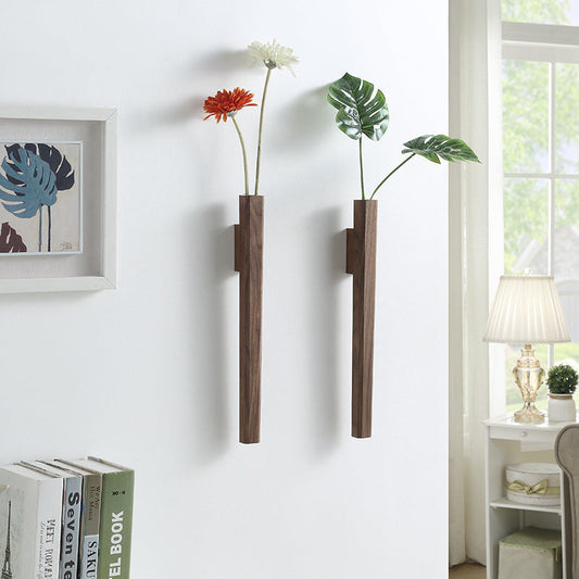 Modern Wall Vase | 6 x 4 in | Solid Walnut Wood Design | Minimalist Wall Décor Accent | Brick by Brick