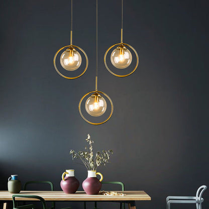 Glass Globe Pendant Lamp | 9.8 x 11.8 in | LED with 3 Light Modes | Elegant Indoor Fixture | Brick by Brick