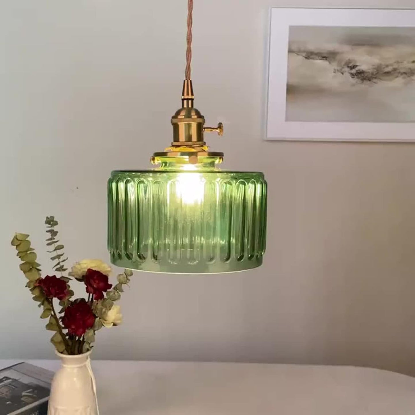 Cylinder Glass Pendant Light | Vintage Elegance | Adjustable Height 59" | Warm Glow for Modern Homes | Brick by Brick