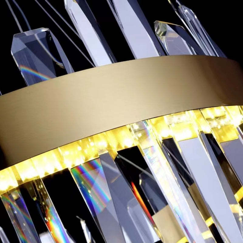 Modern Crystal Chandelier | 31.5" x 11.8" | LED | Gold Plated | Adjustable Pendant | Brick by Brick