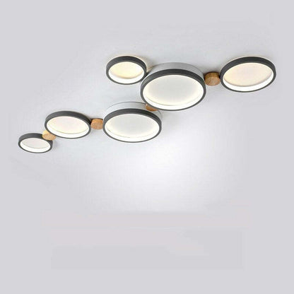 Modern LED Ceiling Light | Triple Ring Gray Metal Design | Energy-Efficient Warm White Fixture | Brick by Brick
