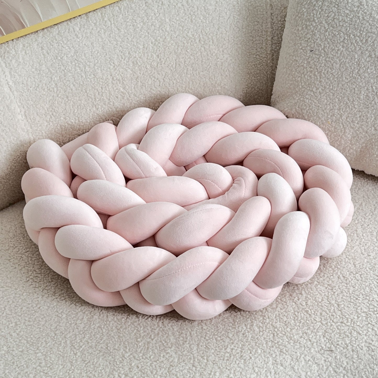 Braided Floor Cushion | Chunky Knit Floor Pillow | Modern Cream Seating | Decorative Home Accent | Brick by Brick