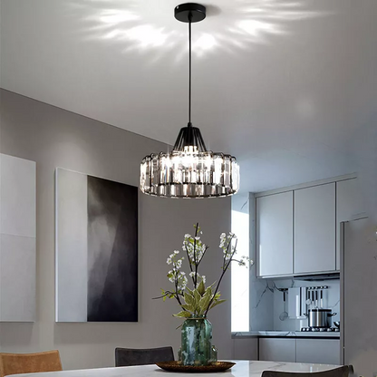 Black Crystal Pendant Light | Sleek Black Finish | Shimmering Crystal Accents | Statement Lighting | Brick by Brick