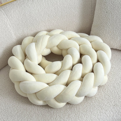 Braided Floor Cushion | Chunky Knit Floor Pillow | Modern Cream Seating | Decorative Home Accent | Brick by Brick