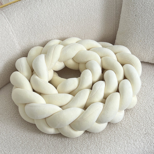 Braided Floor Cushion | Chunky Knit Floor Pillow | Modern Cream Seating | Decorative Home Accent | Brick by Brick
