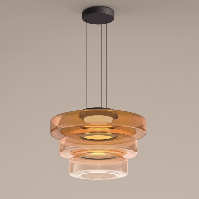 Creative Glass Pendant Lamp | Single layers- Three Layers | Modern Round Design | Warm LED Hanging Light | Brick by Brick
