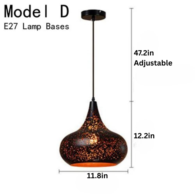 Vintage Pendant Lamp | Black Iron Lampshade | Indoor Lighting | E27 Socket | Brick by Brick