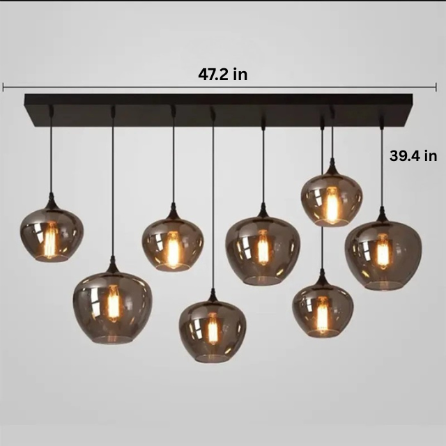 Contemporary LED Pendant Light |3-12 Heads | Glass & Iron | Remote & App Dimmable Chandelier | Brick by Brick
