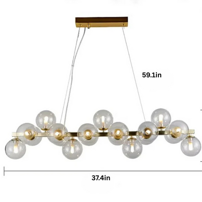 Modern Glass Pendant Chandelier | H59 in | LED Ceiling Light | Adjustable Hanging Lamp with Remote | Dimmable Indoor Lighting | Brick by Brick