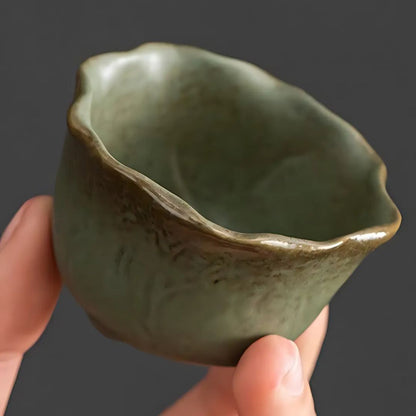 6-Piece Japanese Ceramic Teapot Set | Teapot: 6.1 × 3.6 in | Petal Side Grip Gongfu Tea Set | With Drainable Tray | Brick by Brick