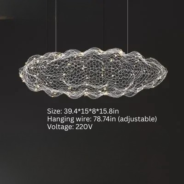 Danish Designer Cloud Pendant Light | Dia 11.8 - 39.3 in | Iron Mesh | Handcrafted Artistic Chandelier | Multiple Sizes | Brick by Brick