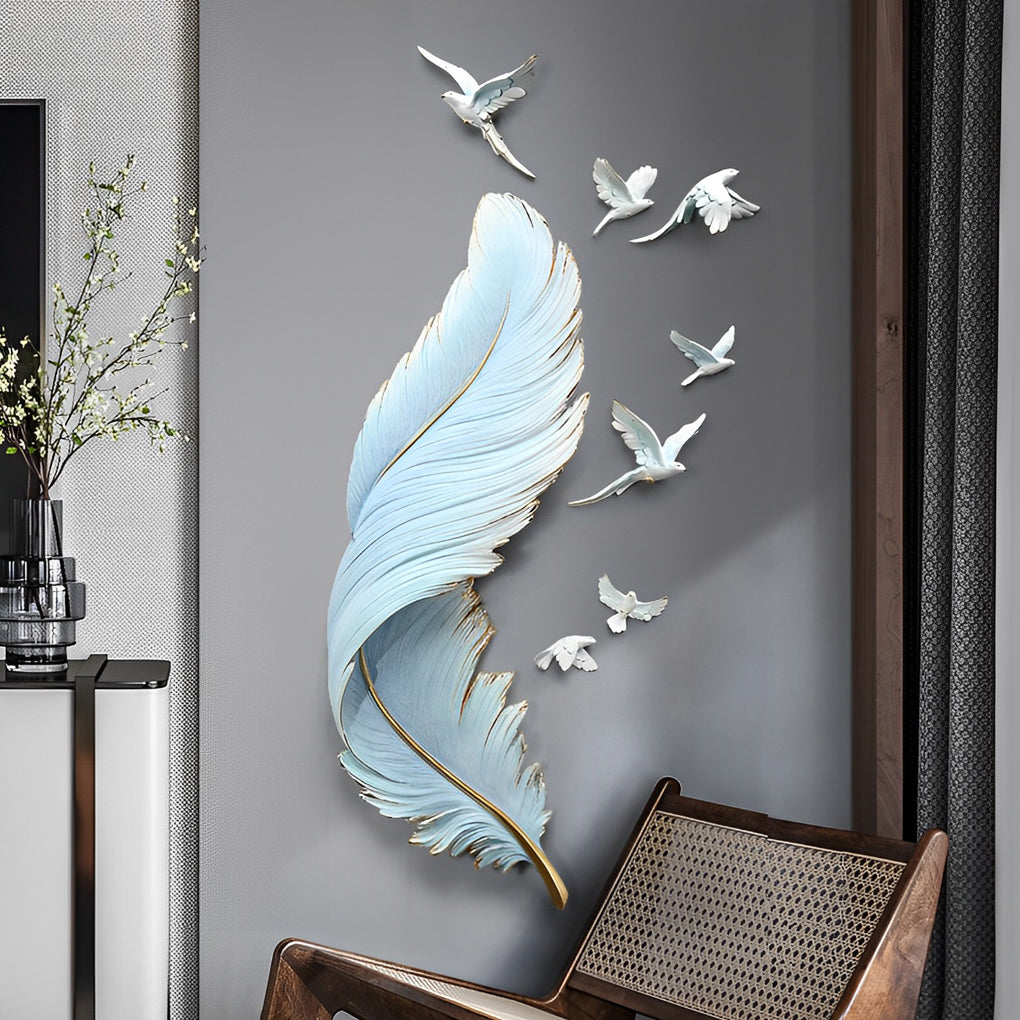 Birds Feathers Wall Decor | 3D Art Sculpture | Modern Nordic Sculpture | Brick by Brick