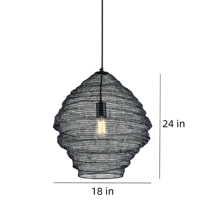 Wabi Sabi Iron Mesh Chandelier | 7.5 lbs | H14 - H 29.5in | Japanese Style Retro Pendant Light | Brick by Brick
