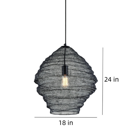 Wabi Sabi Iron Mesh Chandelier | 7.5 lbs | H14 - H 29.5in | Japanese Style Retro Pendant Light | Brick by Brick