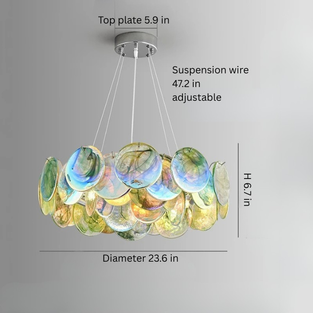 Murano Glass Chandelier | 19.7-35.4 in | Glass + Iron | LED Bulbs Included | Colorful Pendant Light | Brick by Bric