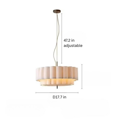 Natural Fabric Pendant Lamp | D 17.7 - 25.6 in | Wabi Sabi Chandelier | Retro Bohemian Style Lighting | Brick by Brick