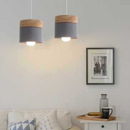 Wooden Pendant Light | 4.33 x 4.72 in | Minimalist Cylindrical Lamp | Elegant Nordic Home Decor | Brick by Brick