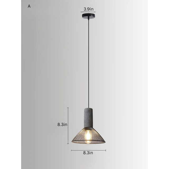 Retro Pendant Lamp | Cement and Iron Birdcage Shade | Hanging Light Fixture | E27 Socket | Brick by Brick