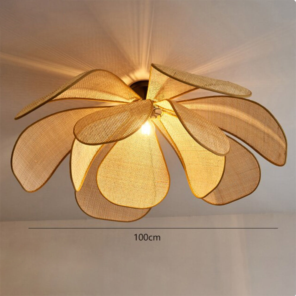 Rattan Petal Pendant Light | H11.02 in | Rustic Boho Ceiling Lamp | Natural Handmade Lighting | Brick by Brick