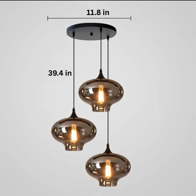 Contemporary LED Pendant Light |3-12 Heads | Glass & Iron | Remote & App Dimmable Chandelier | Brick by Brick