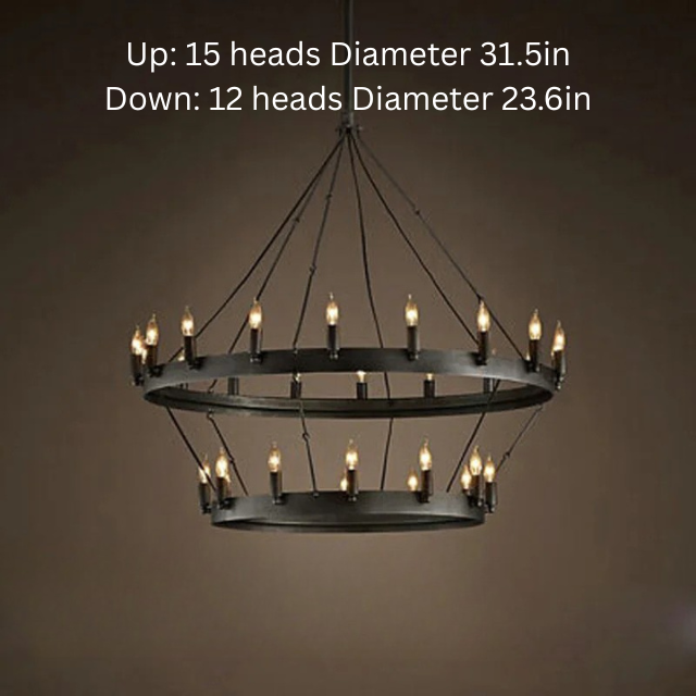 Vintage Industrial Iron Pendant Lamp | 12 - 33 Heads | Round Retro Chandelier | LED Compatible Droplight for Home Café Restaurant | Brick by Brick