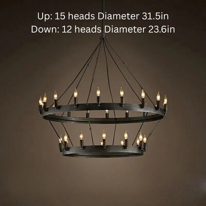 Vintage Industrial Iron Pendant Lamp | 12 - 33 Heads | Round Retro Chandelier | LED Compatible Droplight for Home Café Restaurant | Brick by Brick