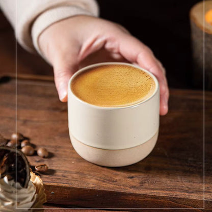 Vintage Ceramic Coffee Mug | 100 - 230 ml | Rustic Stoneware Design | Dishwasher Safe | Brick by Brick