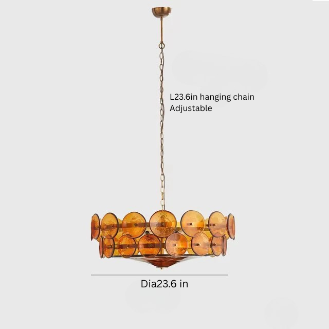 French Glass Pendant Chandelier | 23.6 in or 31.5 in| Glass Stone | Retro Nordic Style | Elegant Lighting Fixture | Brick by Brick