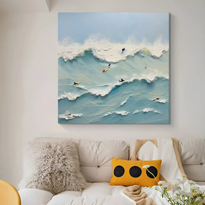 Ocean Riders Wall Art | 23 - 63 in | Textured Plaster Seascape Art | Coastal Wall Decor | Brick by Brick