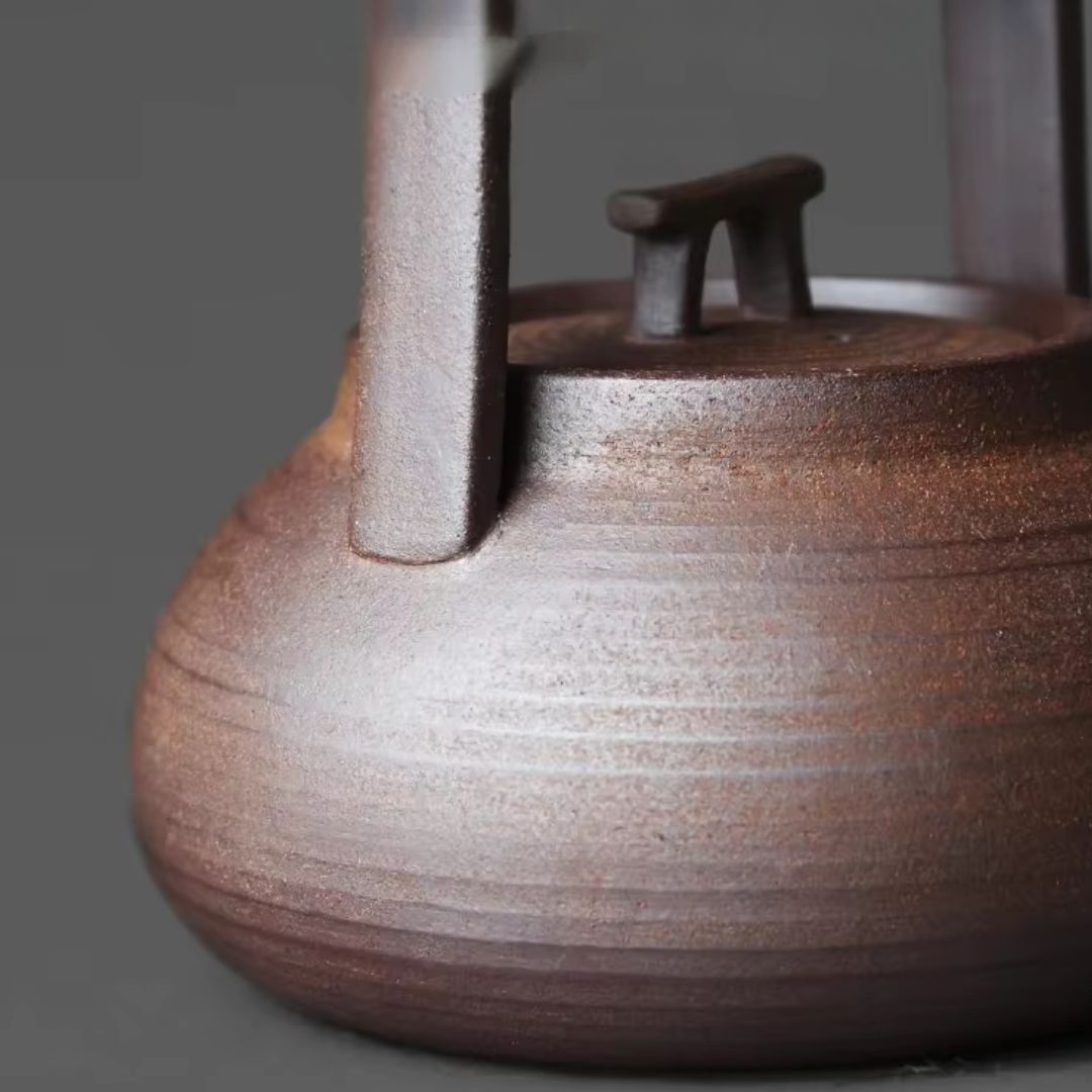 Portable Ceramic Teapot Set | 4.7 × 2.8 × 3.1 in | Travel Tea Maker | Handmade Ceramic Teapot with Candle Stove | Brick by Brick