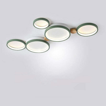 Modern LED Ceiling Light | Triple Ring Gray Metal Design | Energy-Efficient Warm White Fixture | Brick by Brick