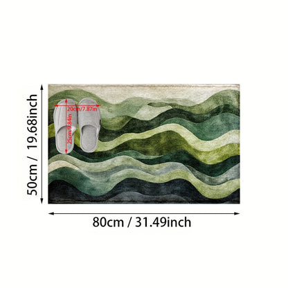 Bath Mat Geometric Wave Design | Faux Cashmere Soft Absorbent Non-Slip | Brick by Brick