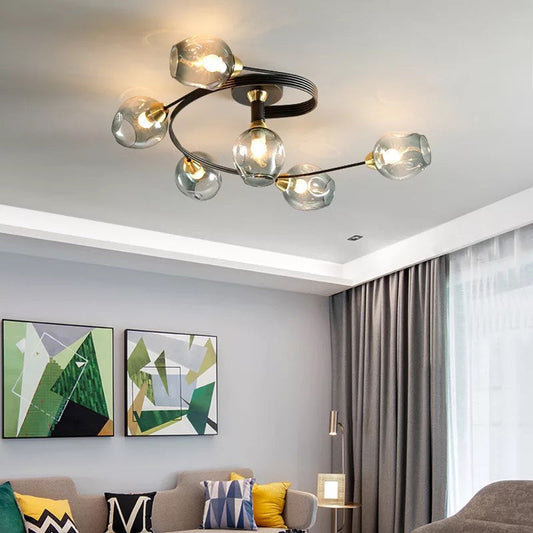 Nordic LED Pendant Chandelier | 29.5 or 36.6 in | Black or Gold Finish | Modern Glass Shade Design | Brick by Brick