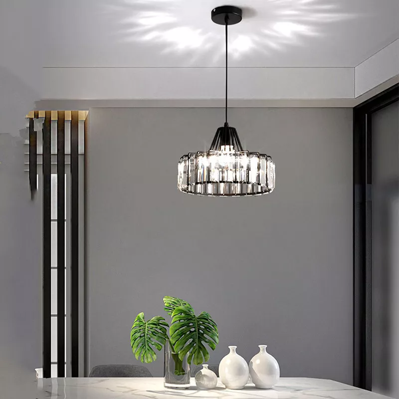 Black Crystal Pendant Light | Sleek Black Finish | Shimmering Crystal Accents | Statement Lighting | Brick by Brick