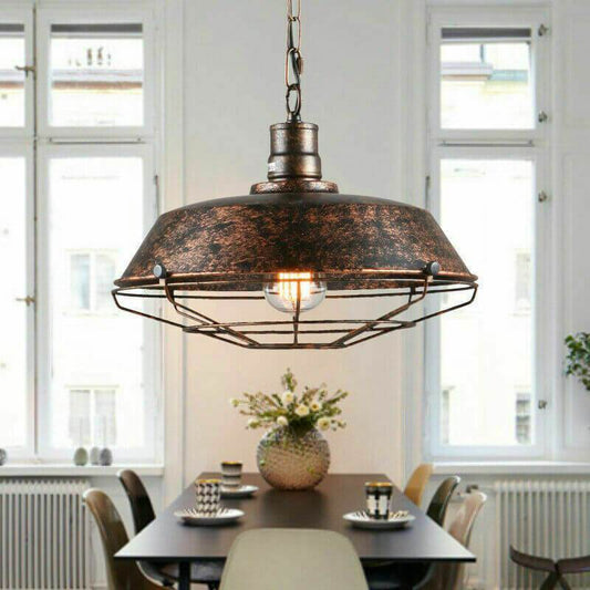 Industrial E27 Pendant Lamp Shade | 10.2 x 7 in | Black or Rust Finish | Vintage Metal Lighting | Brick by Brick