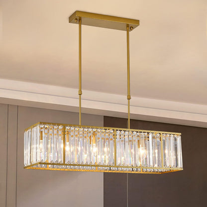 Nordic Crystal Island Chandelier | Iron + Crystal | 8.66 x 21.65-33.46 in | Elegant Fixture | Brick by Brick