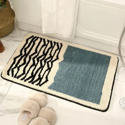 Non Slip Bath Mat | Abstract Microfiber Bathroom Rug | Soft & Absorbent with Anti-Skid Backing | Brick by Brick