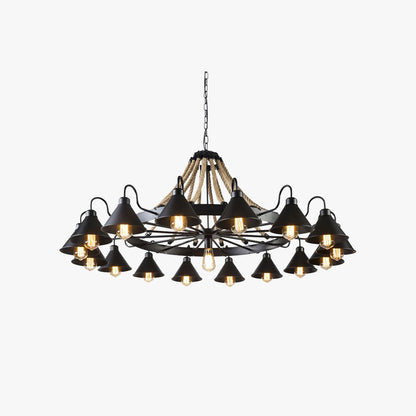 Vintage Industrial Rope Chandelier | 37.4/59 x 19.7 x 23.6 in | 9 or 17 Lights | Black Finish | Brick by Brick