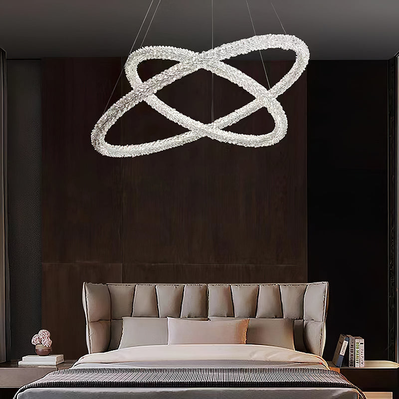 Crystal Ring Chandelier | H2.5in | Modern LED Pendant Light | Adjustable Art Deco Ceiling Fixture | Brick by Brick