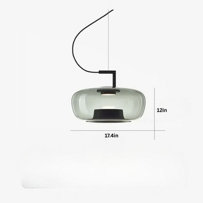 Modern Glass Pendant Light | 13.8-17.4 in | LED Hanging Lamp | Indoor Ceiling Fixture | Brick by Brick