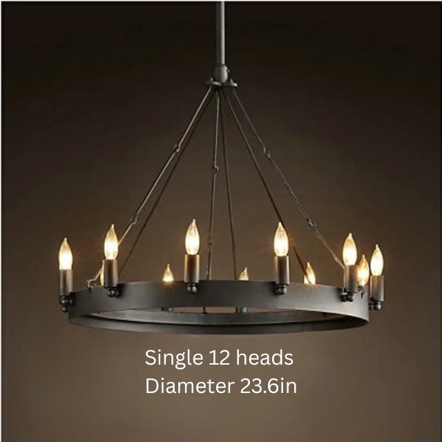Vintage Industrial Iron Pendant Lamp | 12 - 33 Heads | Round Retro Chandelier | LED Compatible Droplight for Home Café Restaurant | Brick by Brick
