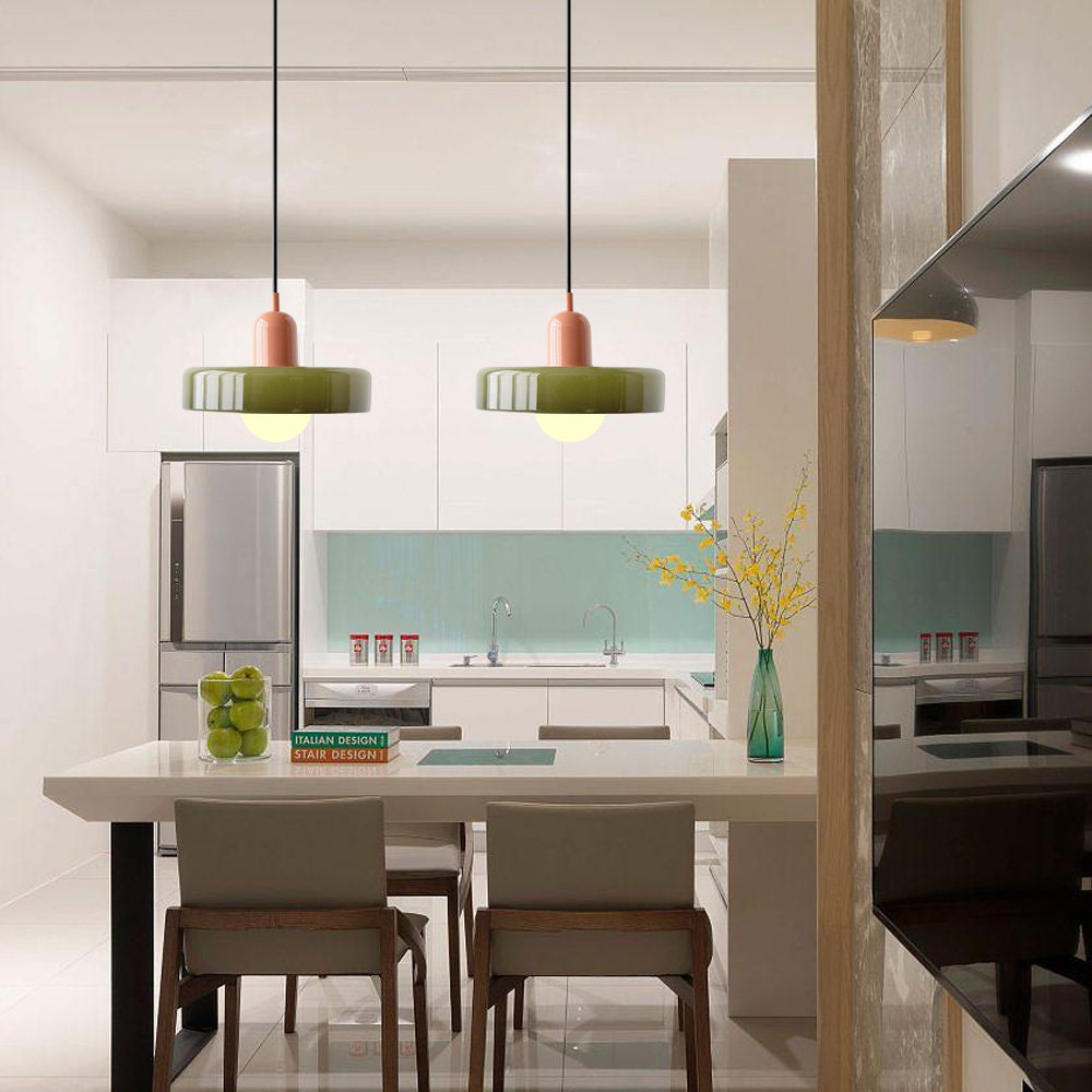 Modern Glass LED Pendant Light | H7.09"or H8.66" | Bauhaus-Inspired | Ceiling Fixture | Brick by Brick