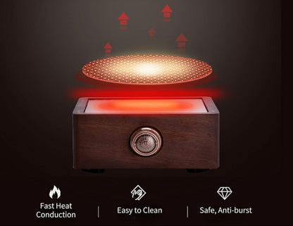 Walnut Electronic Tea Stove | 7.0 in × 6.4 in × 2.9 in | Adjustable Heating | Far-Infrared | Brick by Brick