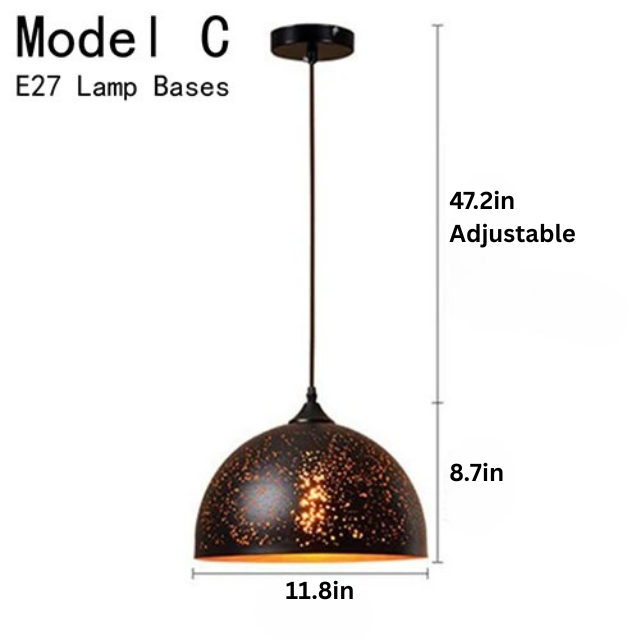 Vintage Pendant Lamp | Black Iron Lampshade | Indoor Lighting | E27 Socket | Brick by Brick