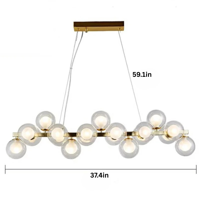Modern Glass Pendant Chandelier | H59 in | LED Ceiling Light | Adjustable Hanging Lamp with Remote | Dimmable Indoor Lighting | Brick by Brick