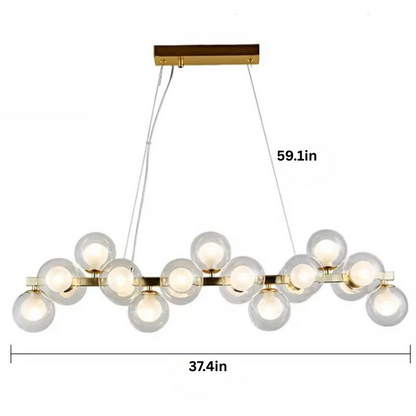 Modern Glass Pendant Chandelier | H59 in | LED Ceiling Light | Adjustable Hanging Lamp with Remote | Dimmable Indoor Lighting | Brick by Brick