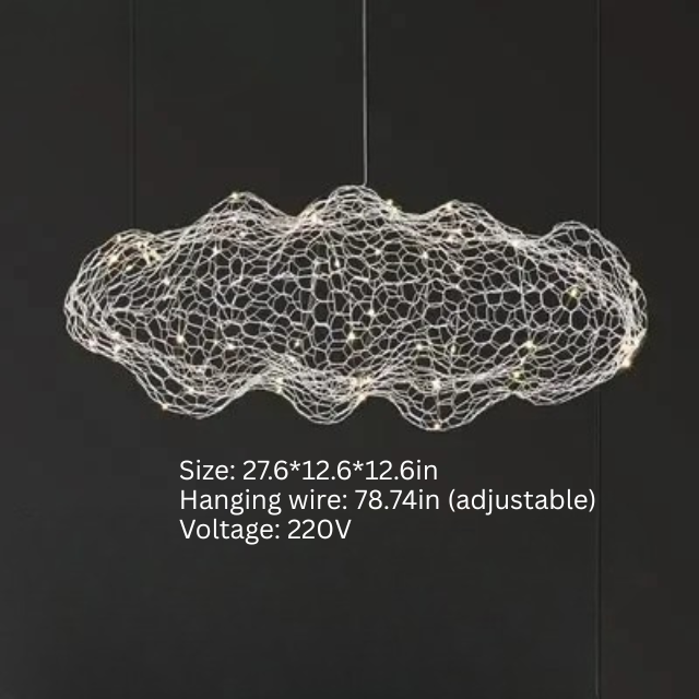 Danish Designer Cloud Pendant Light | Dia 11.8 - 39.3 in | Iron Mesh | Handcrafted Artistic Chandelier | Multiple Sizes | Brick by Brick